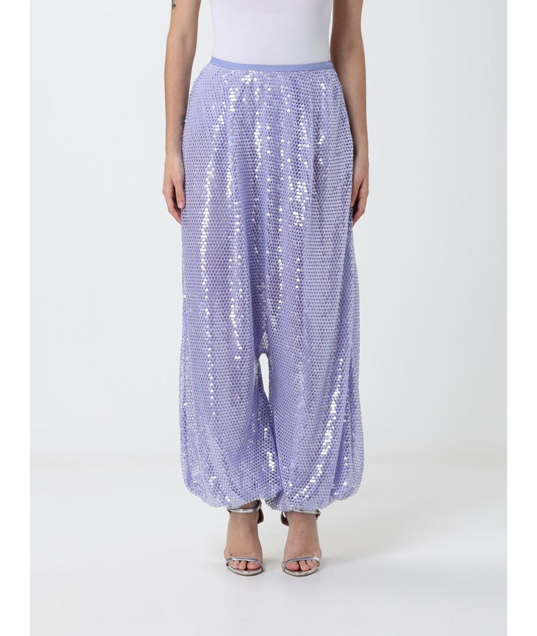 EMPORIO ARMANI Фиолетовые полиэстеровые прямые брюки, фото 4