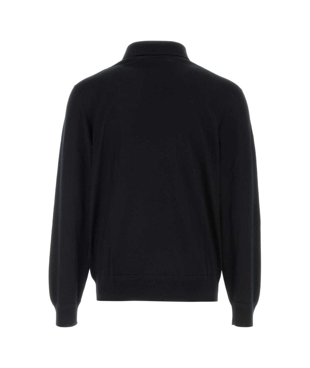 TOM FORD Черное хлопко-шерстяное поло с длинным рукавом, фото 2