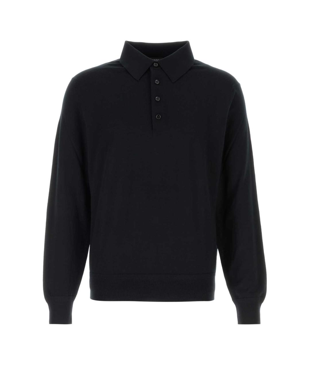 TOM FORD Черное хлопко-шерстяное поло с длинным рукавом, фото 1