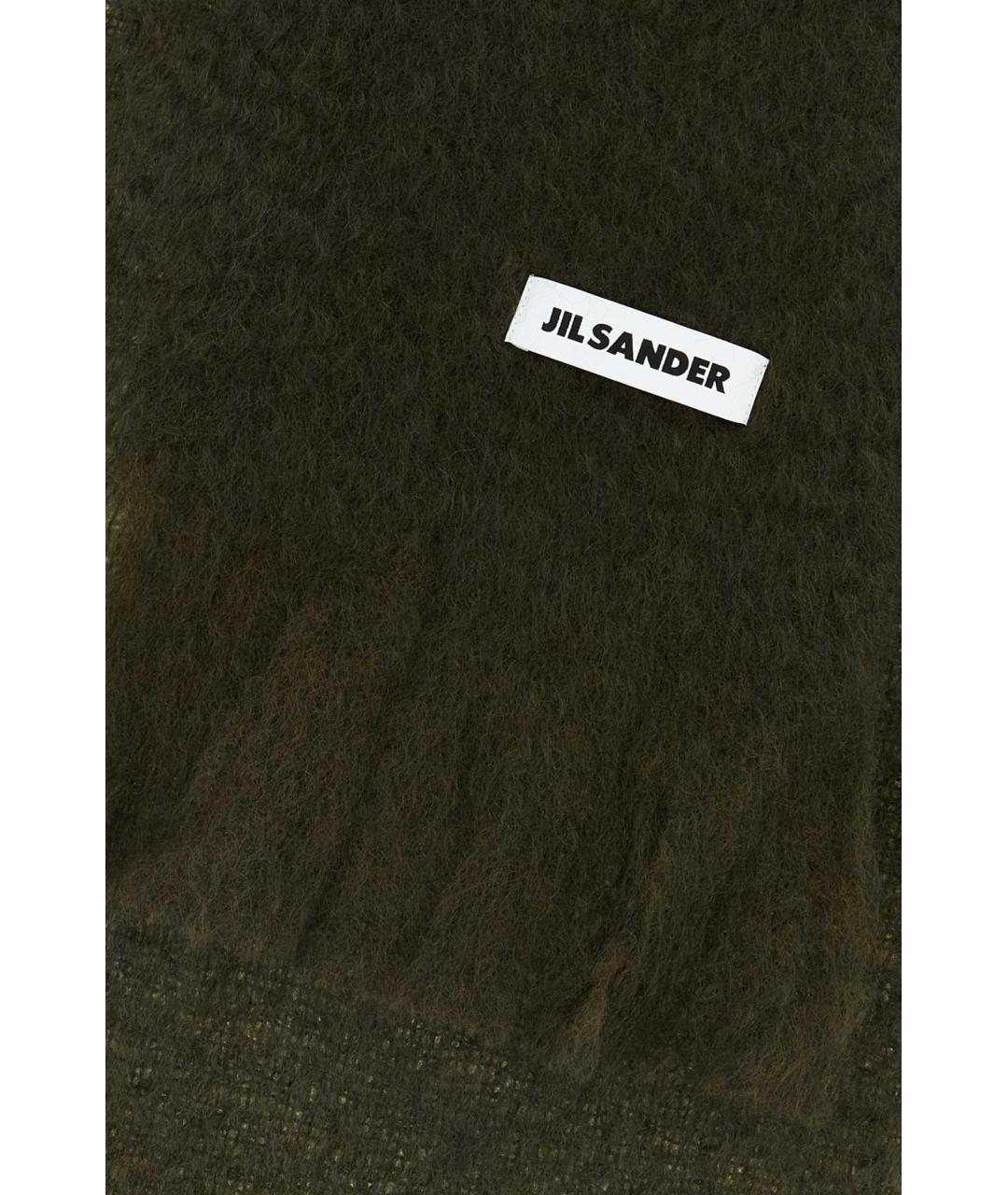 JIL SANDER Зеленый шерстяной шарф, фото 2