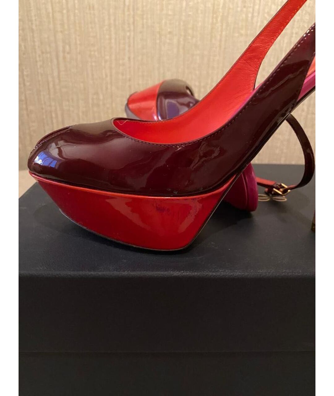 SERGIO ROSSI Мульти босоножки из лакированной кожи, фото 5