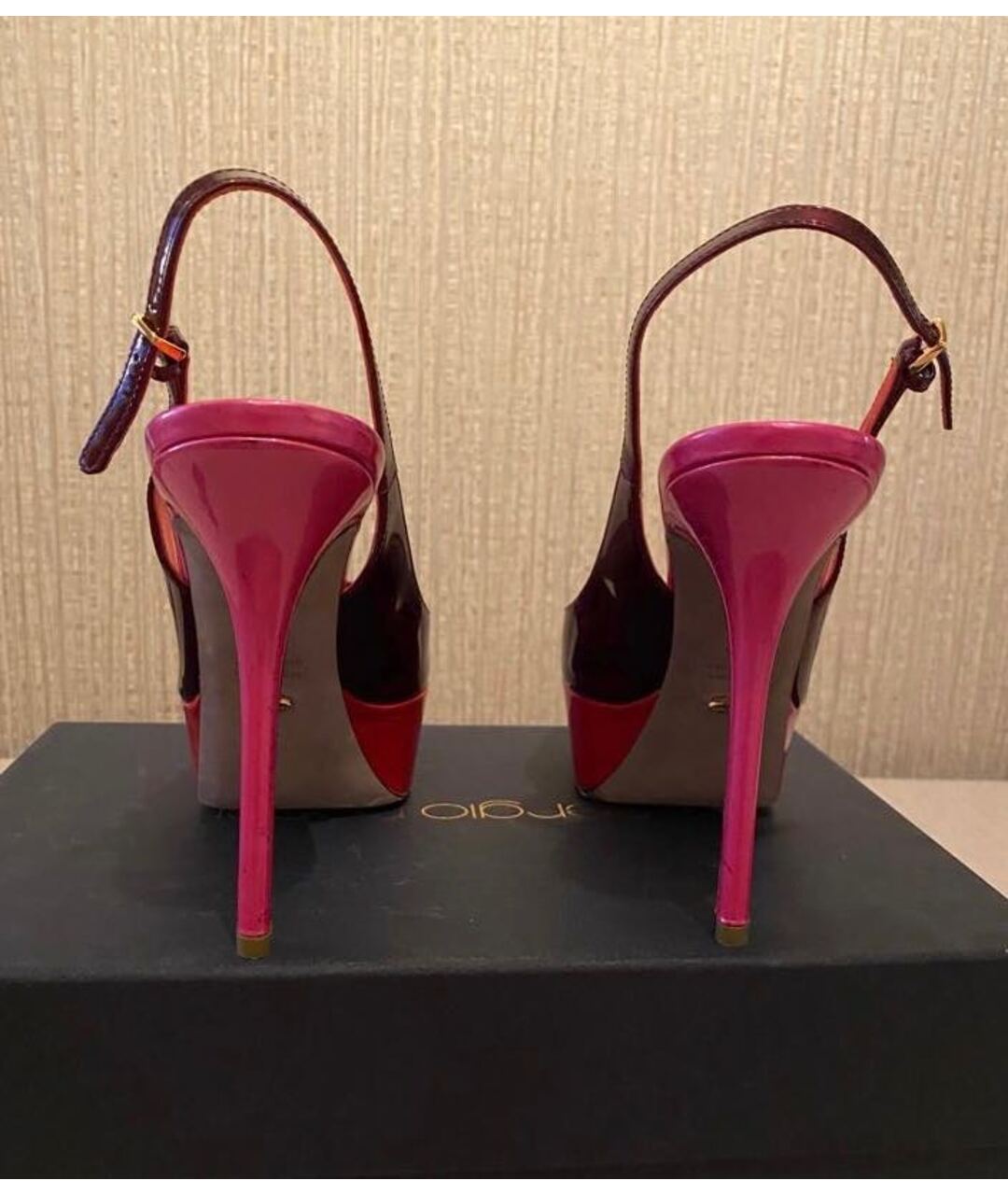 SERGIO ROSSI Мульти босоножки из лакированной кожи, фото 7