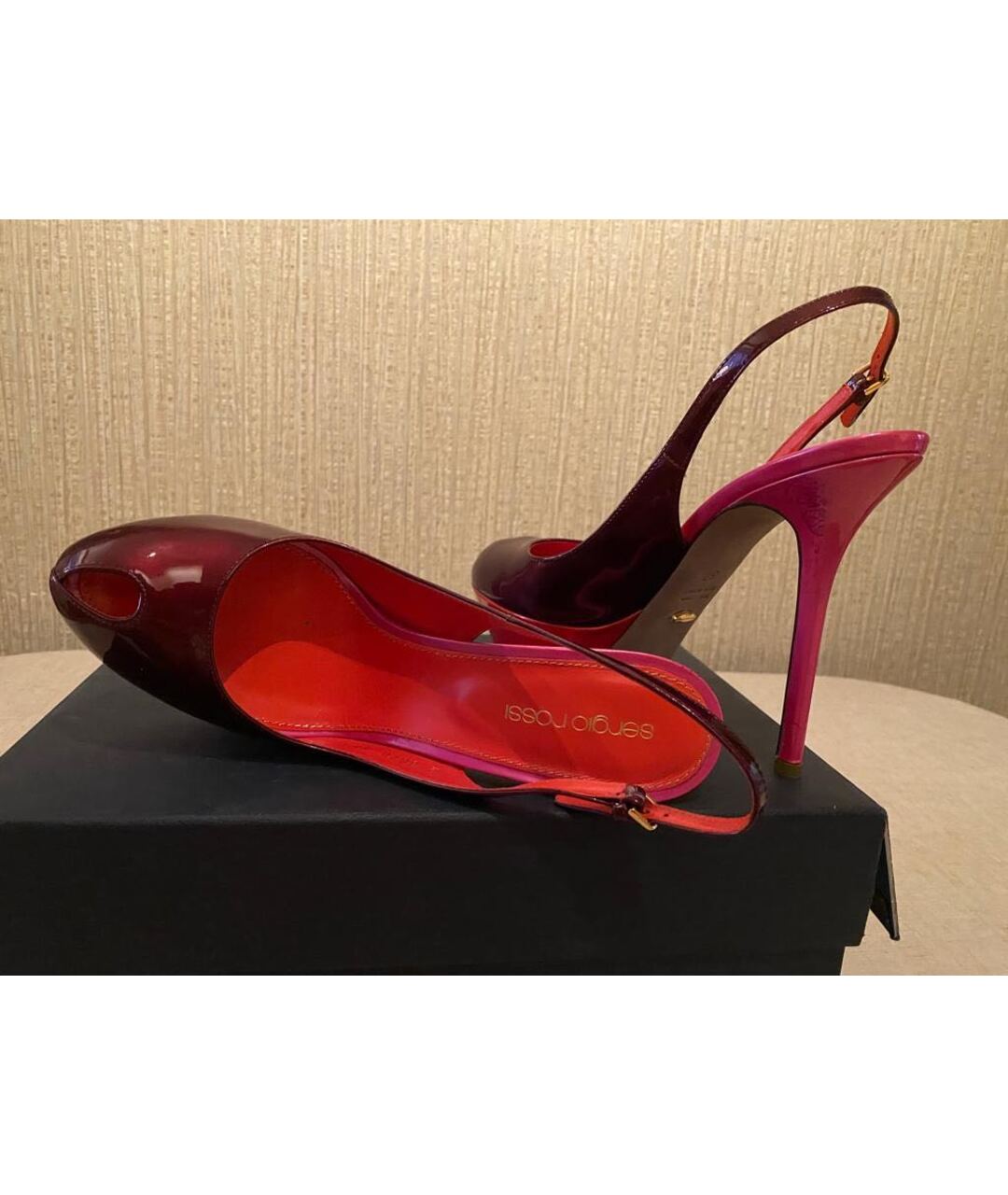 SERGIO ROSSI Мульти босоножки из лакированной кожи, фото 4