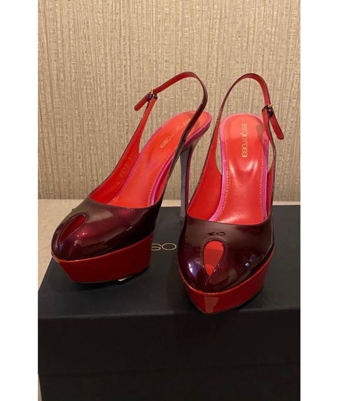 SERGIO ROSSI Мульти босоножки из лакированной кожи, фото 3