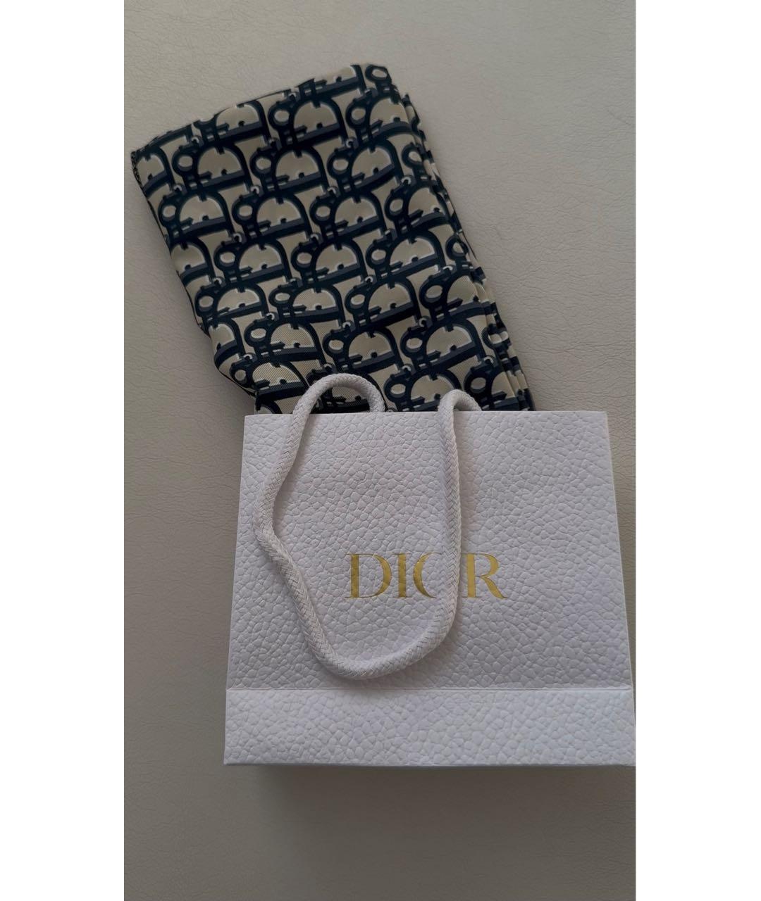 CHRISTIAN DIOR Темно-синий шелковый платок, фото 4