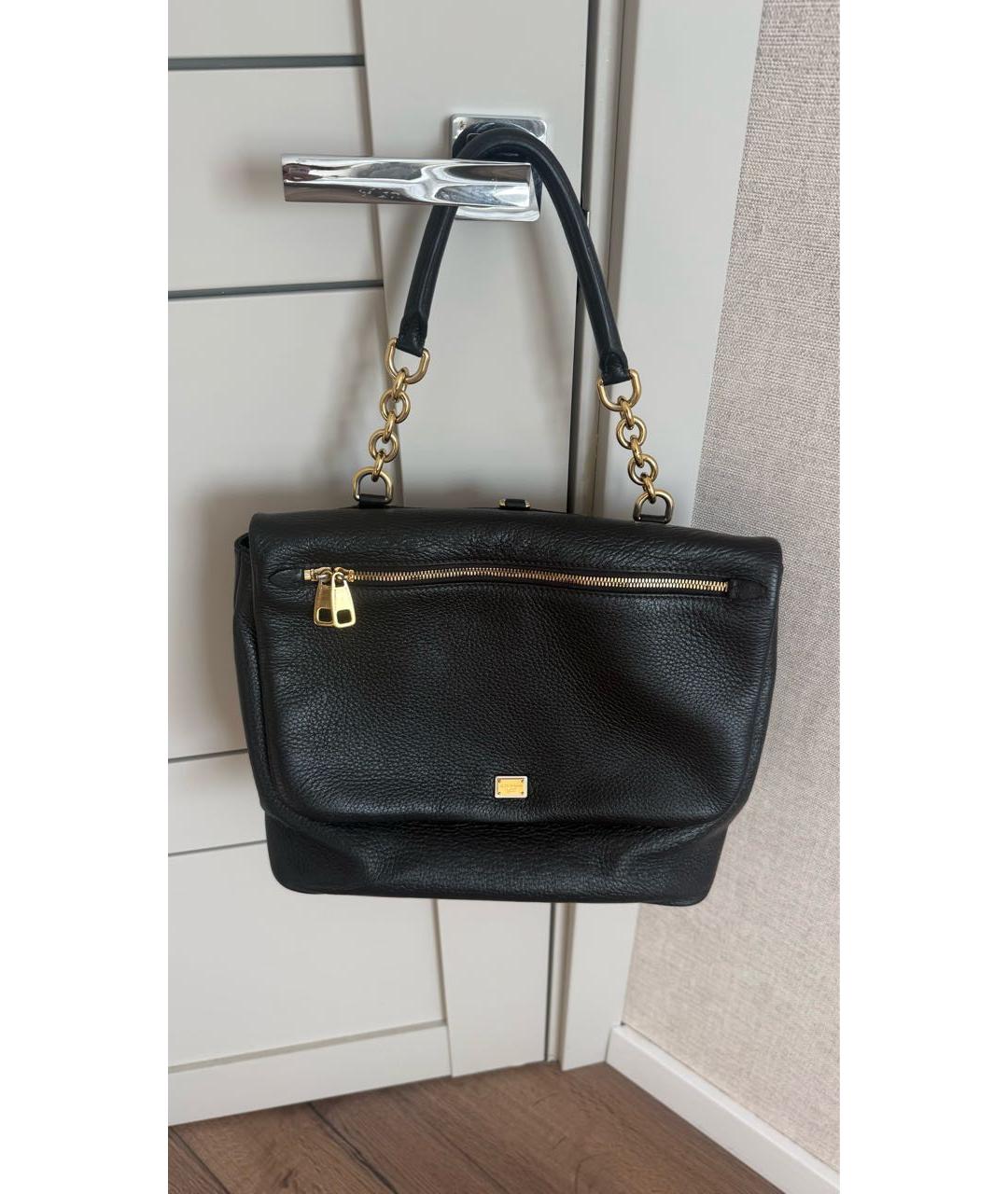 DOLCE&GABBANA Черная кожаная сумка с короткими ручками, фото 2