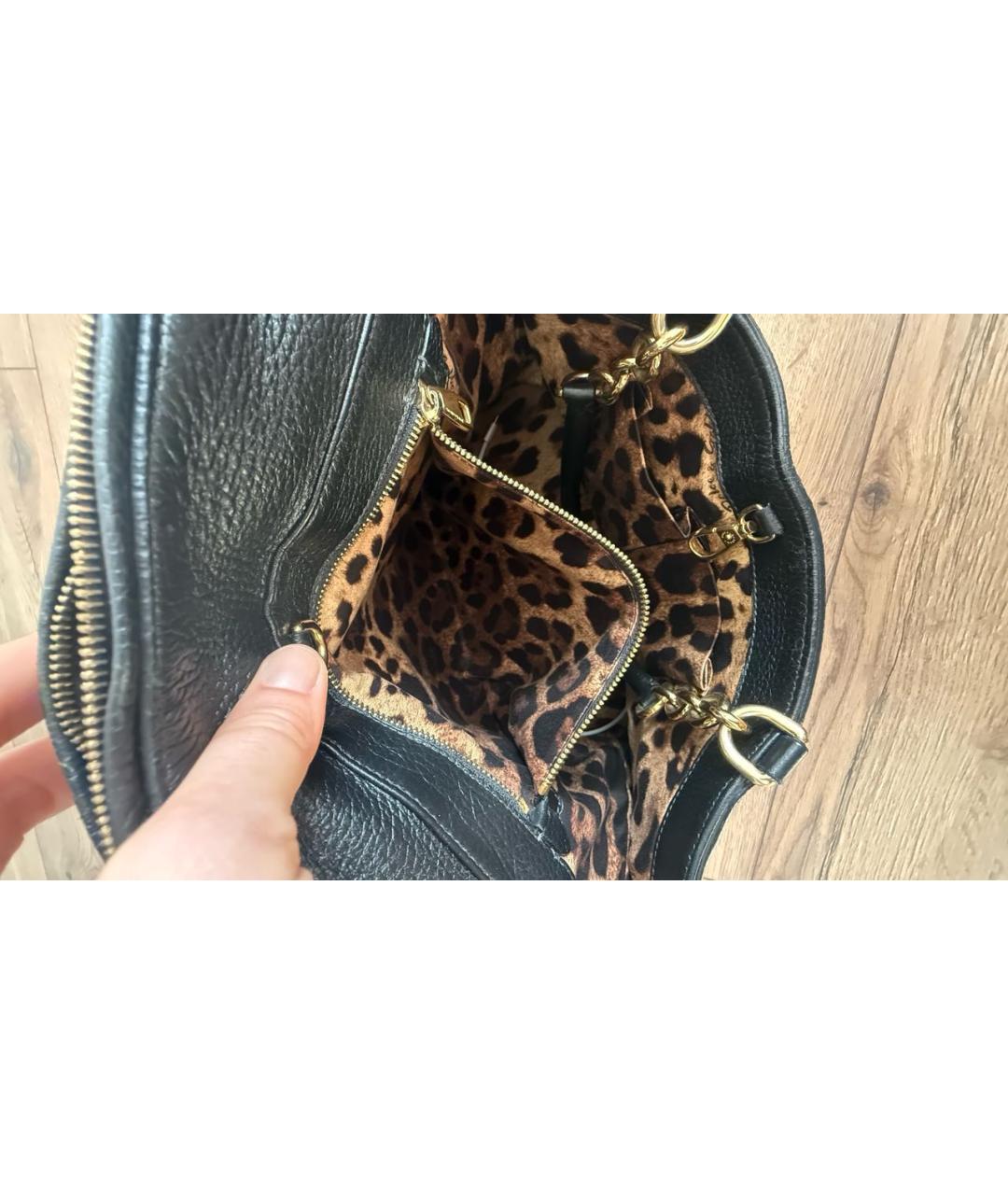 DOLCE&GABBANA Черная кожаная сумка с короткими ручками, фото 8