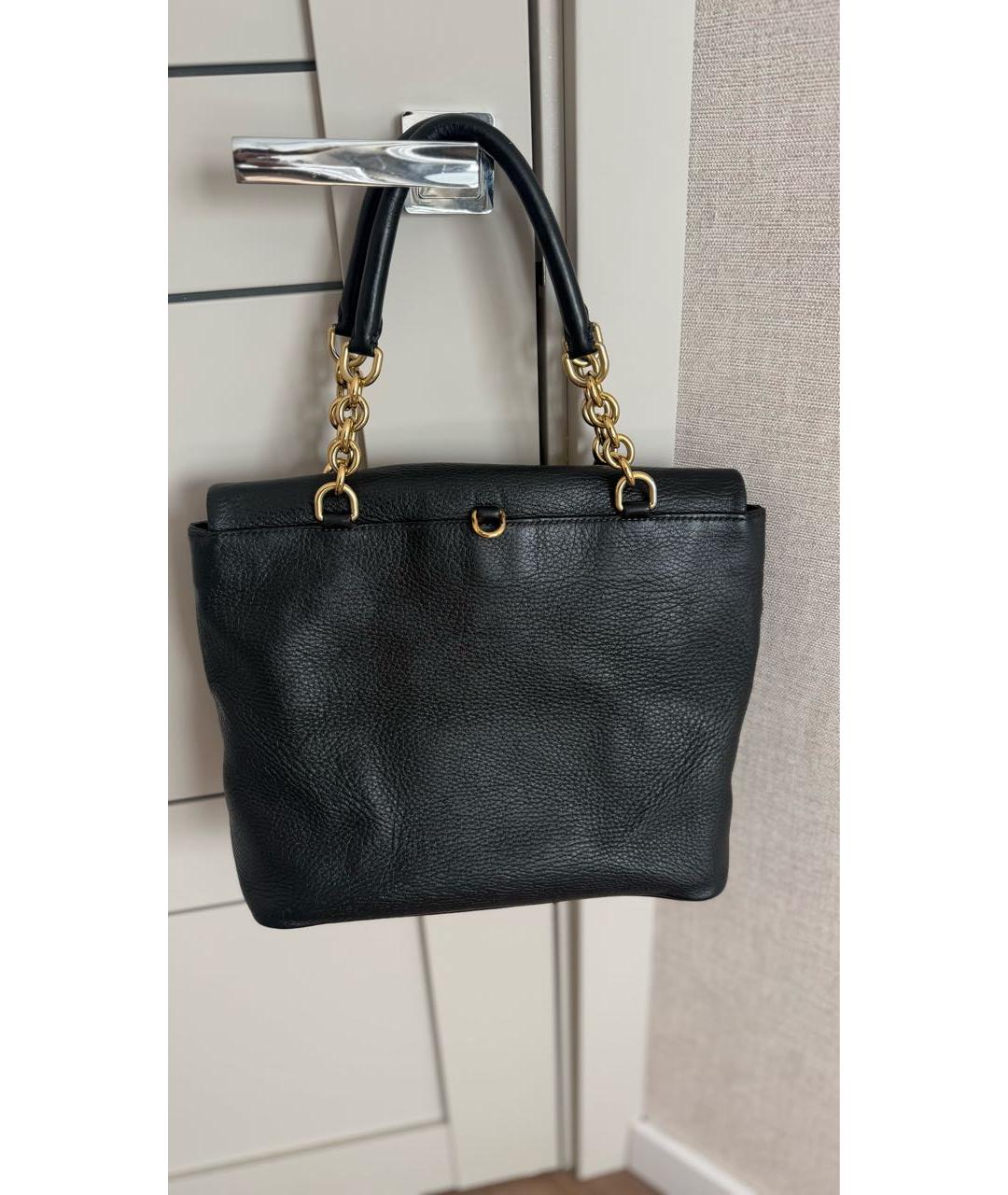 DOLCE&GABBANA Черная кожаная сумка с короткими ручками, фото 3