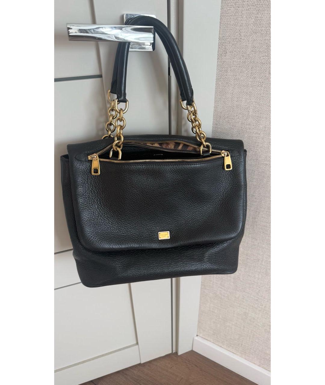DOLCE&GABBANA Черная кожаная сумка с короткими ручками, фото 9
