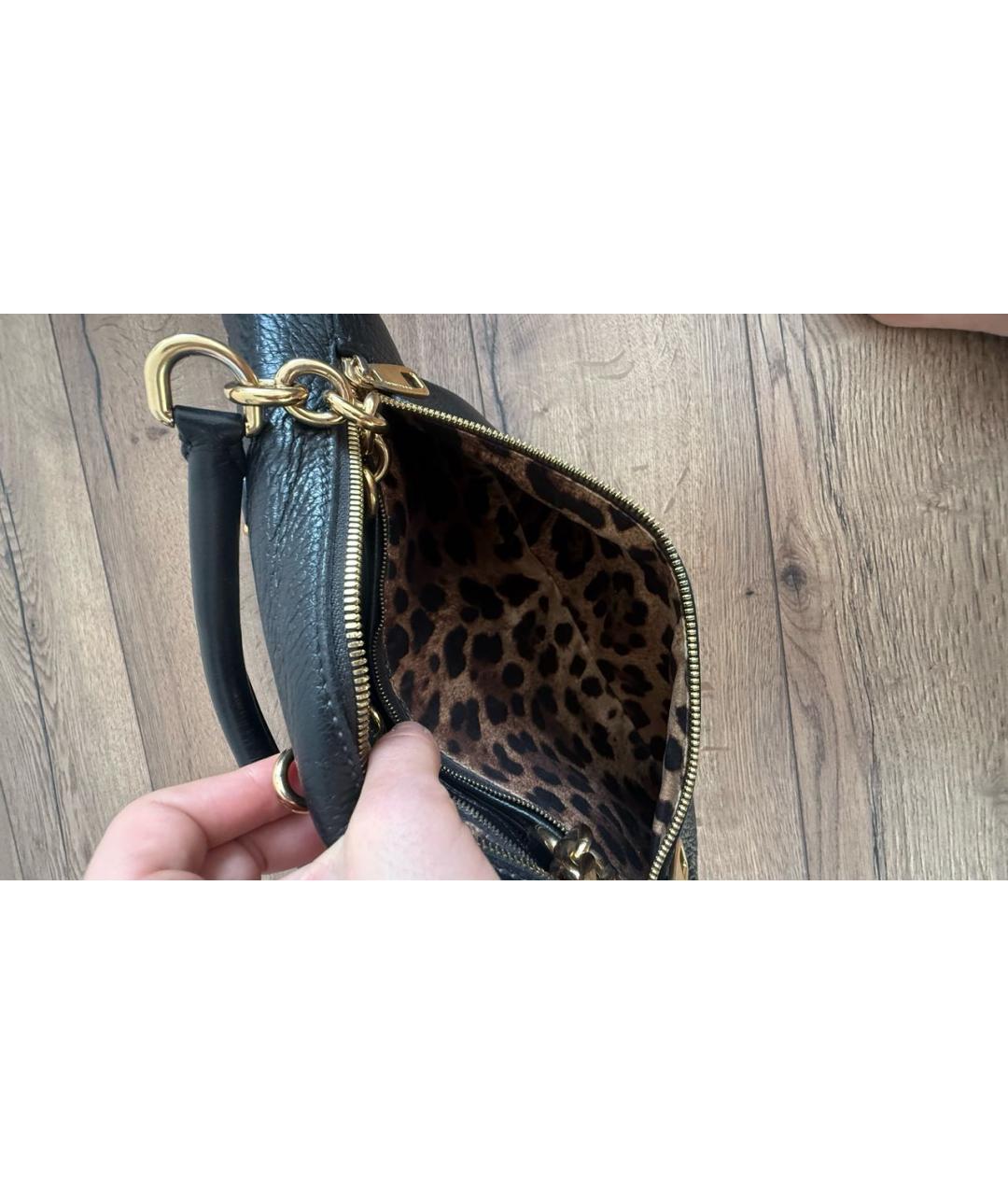 DOLCE&GABBANA Черная кожаная сумка с короткими ручками, фото 7