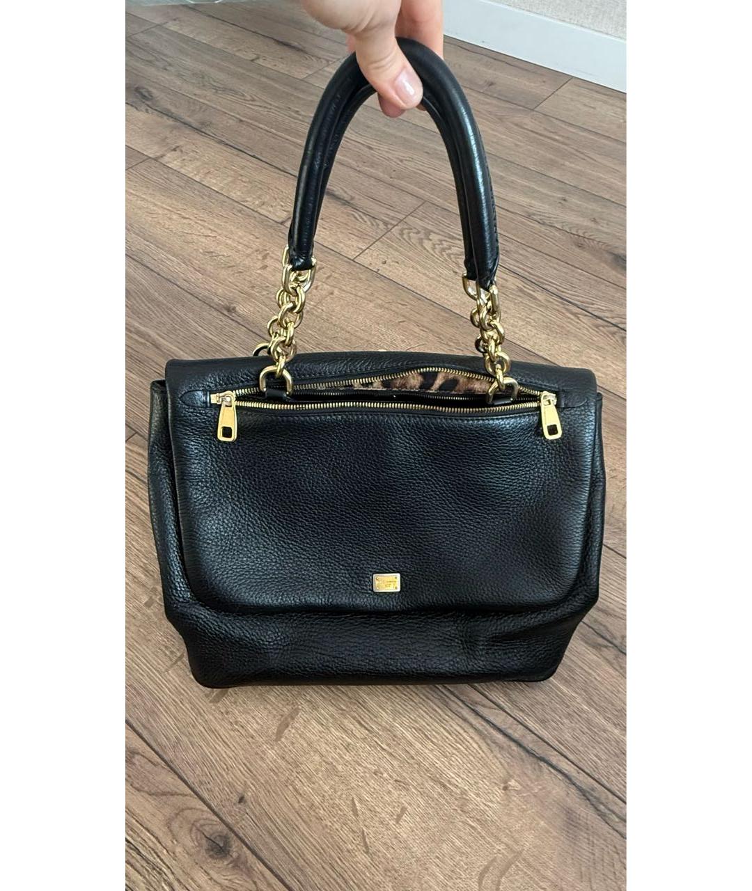 DOLCE&GABBANA Черная кожаная сумка с короткими ручками, фото 6