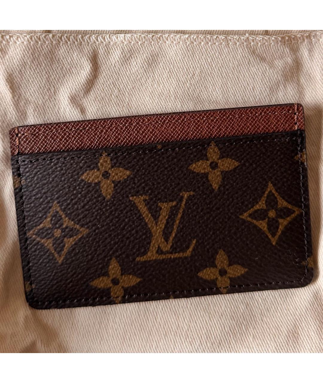 LOUIS VUITTON Коричневый кожаный кардхолдер, фото 4