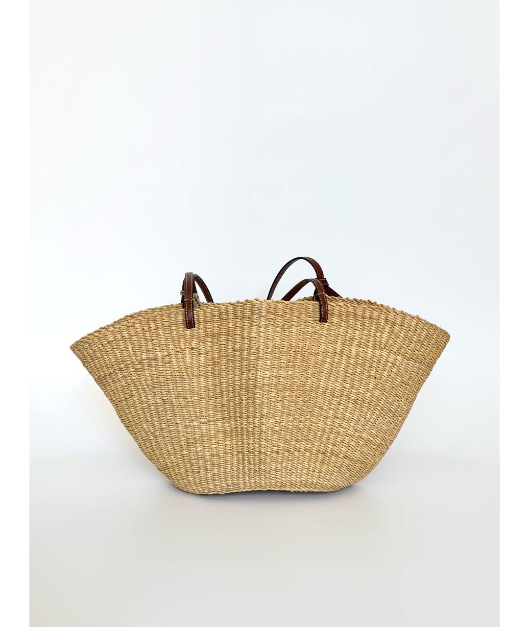 LOEWE Бежевая плетеная пляжная сумка, фото 3