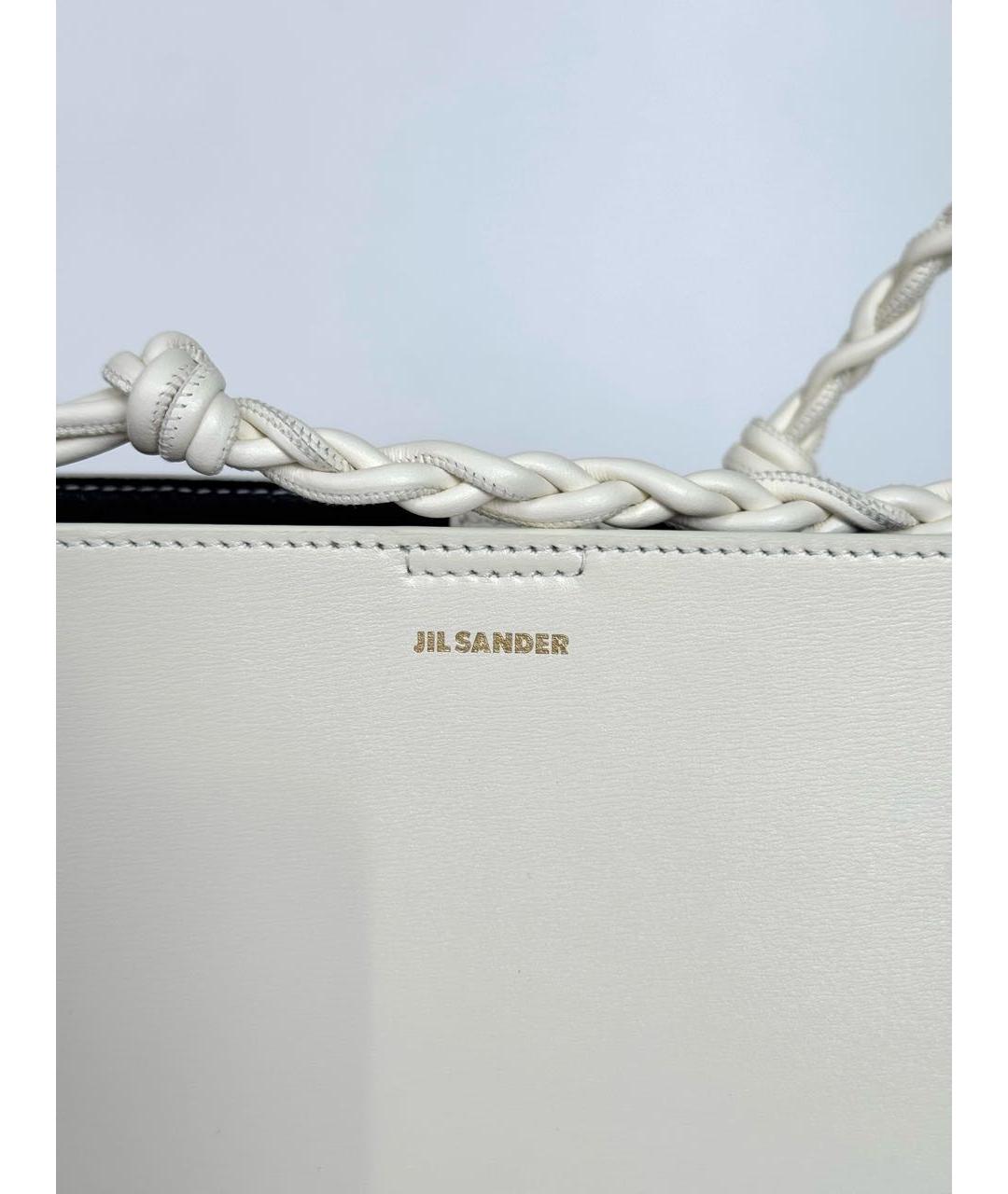 JIL SANDER Белая кожаная сумка через плечо, фото 7