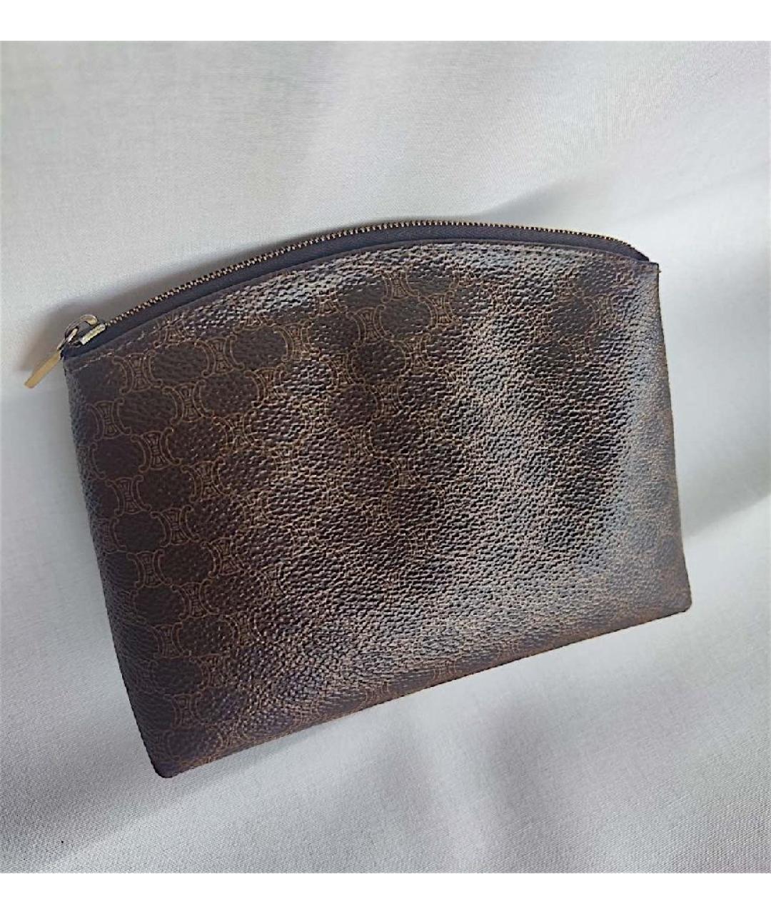 CELINE Коричневая косметичка из искусственной кожи, фото 2