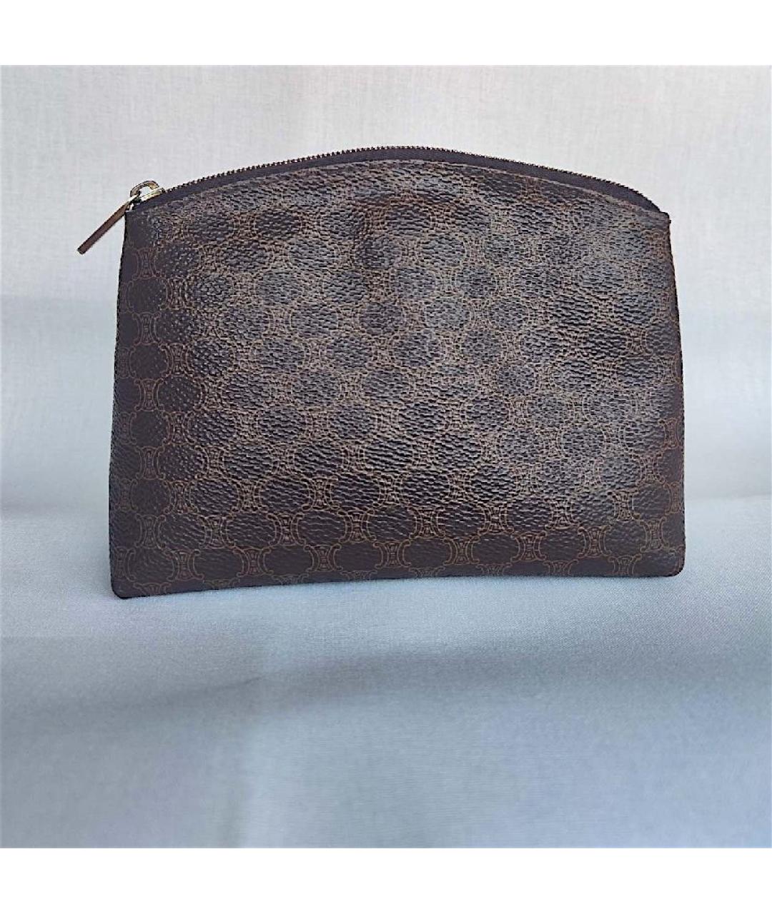 CELINE Коричневая косметичка из искусственной кожи, фото 3
