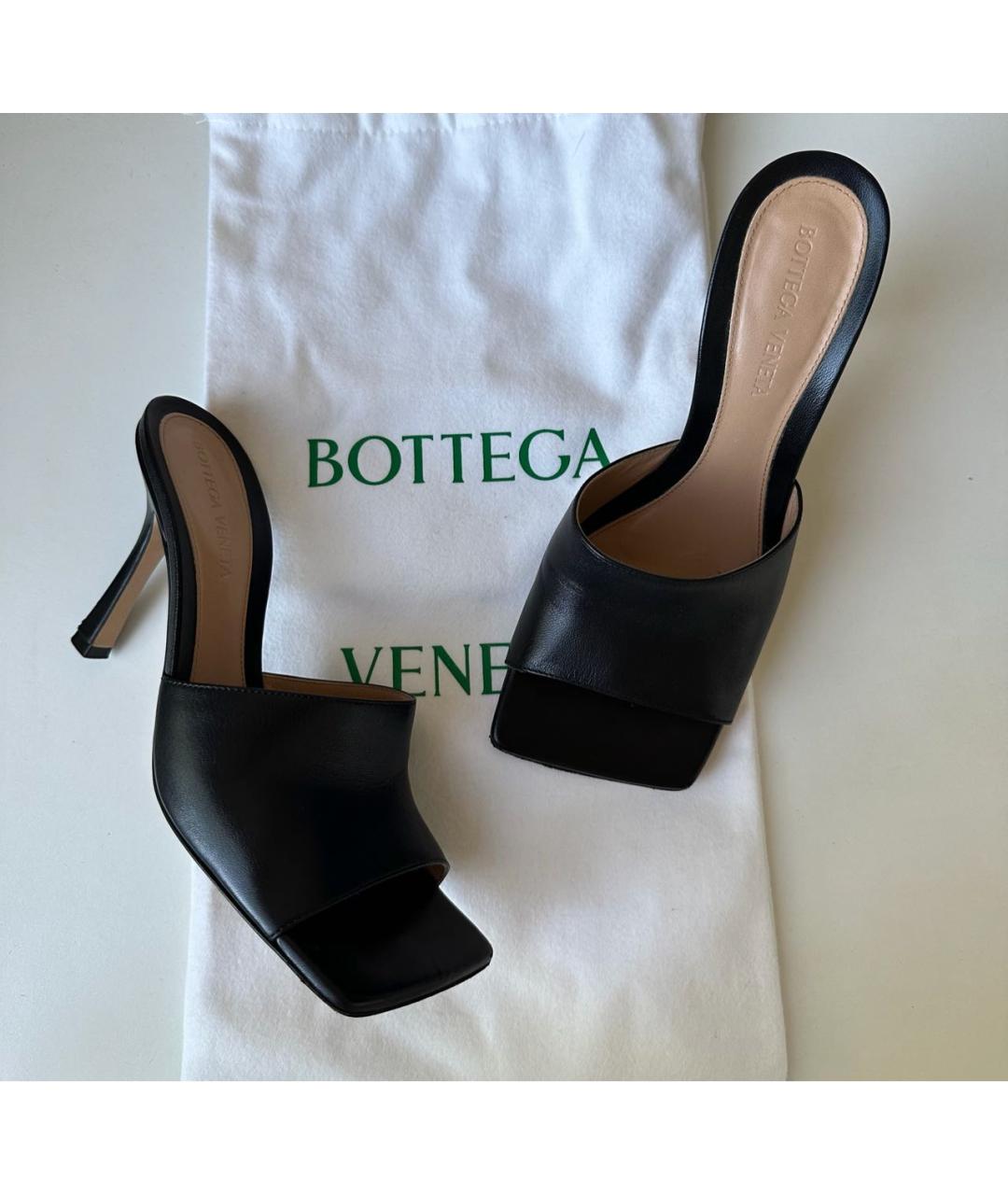 BOTTEGA VENETA Черные кожаные мюли, фото 8