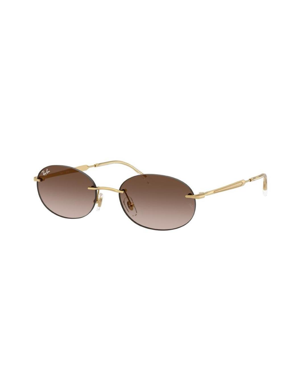 RAY BAN Коричневые металлические солнцезащитные очки, фото 2