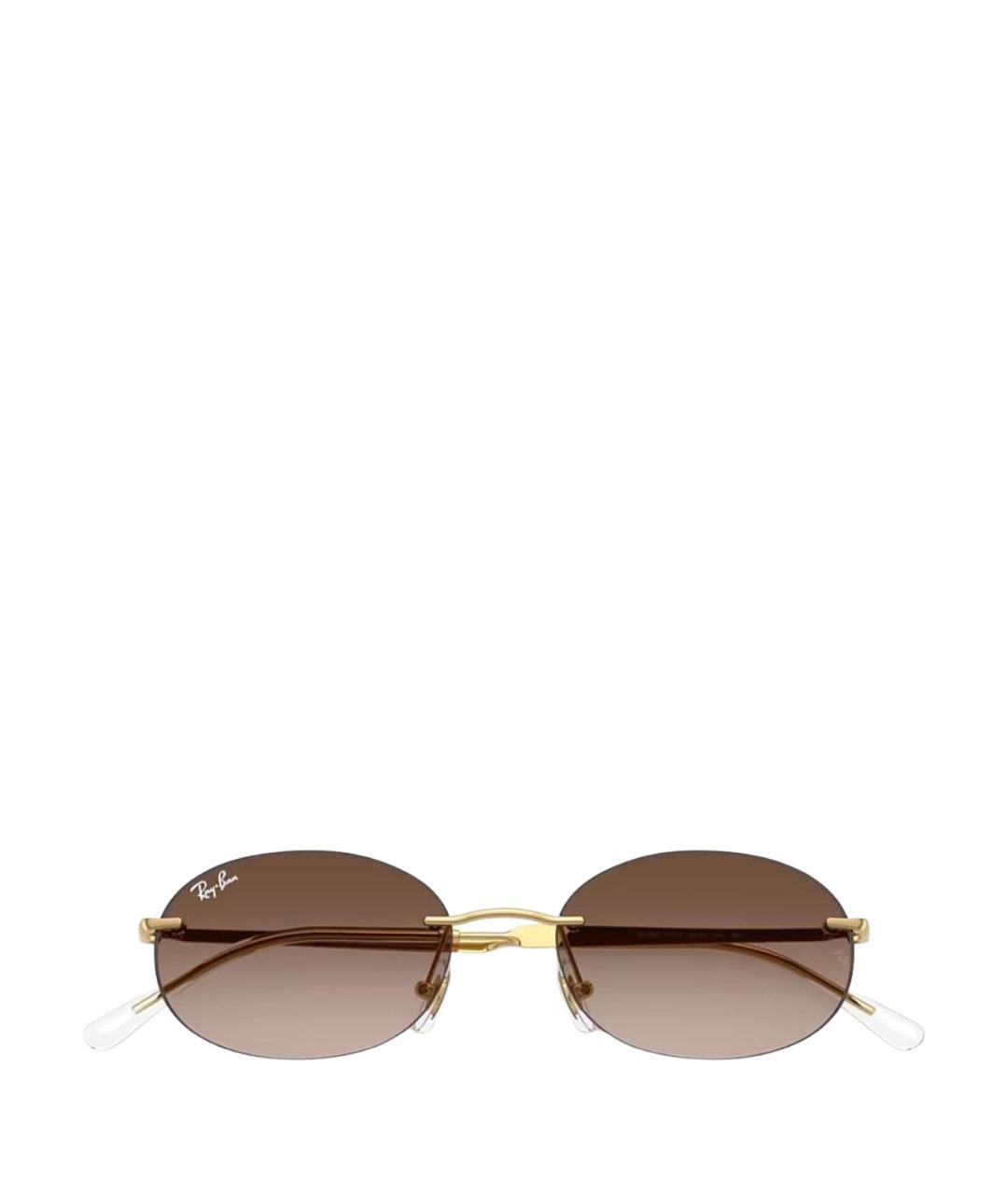 RAY BAN Коричневые металлические солнцезащитные очки, фото 1