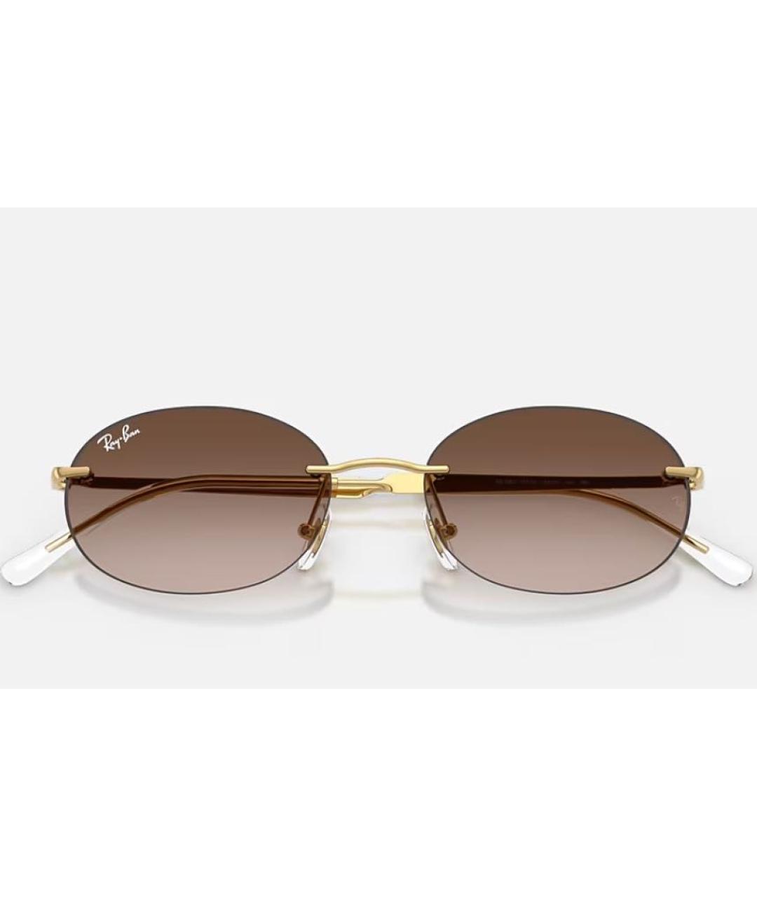 RAY BAN Коричневые металлические солнцезащитные очки, фото 9