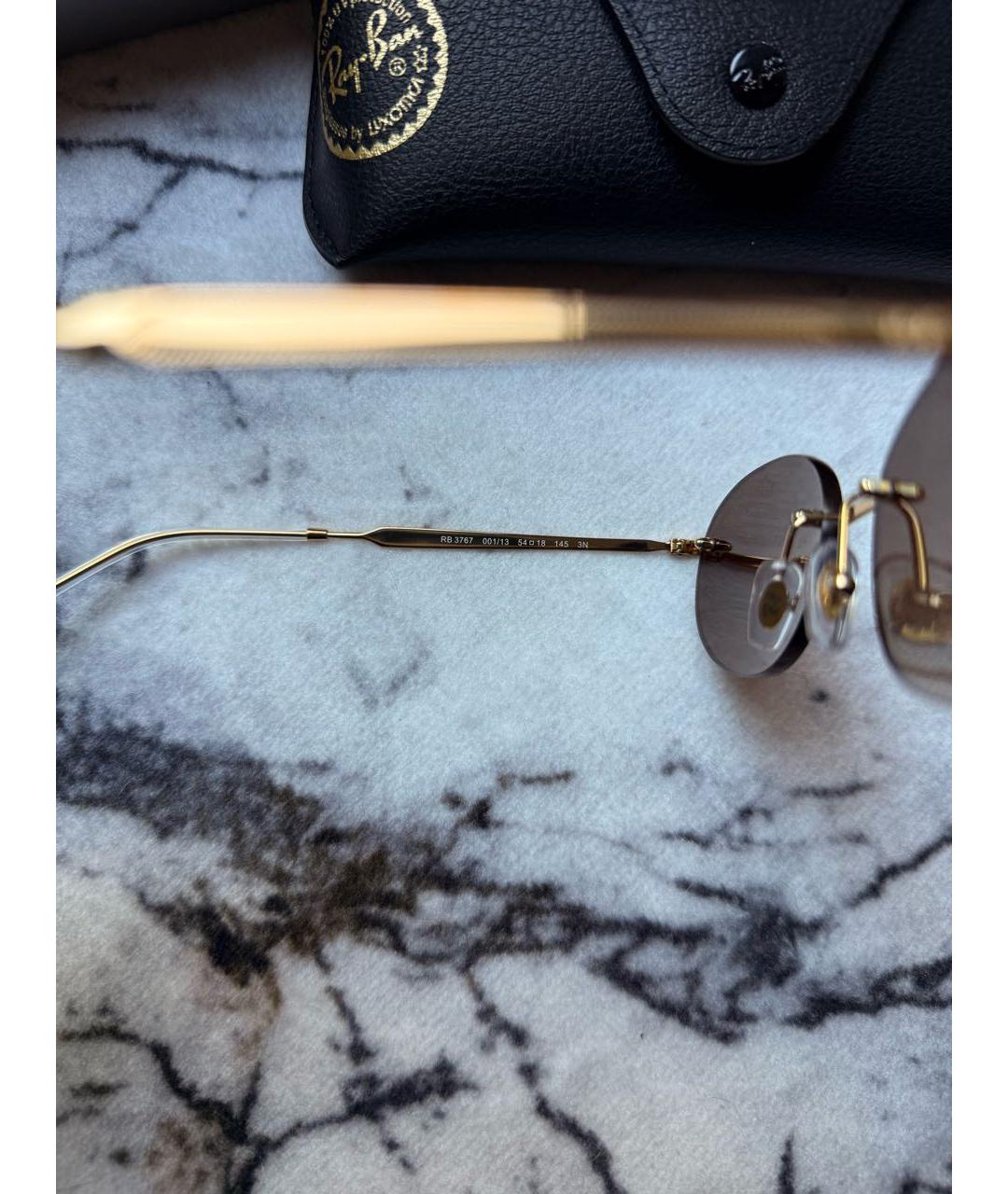 RAY BAN Коричневые металлические солнцезащитные очки, фото 4