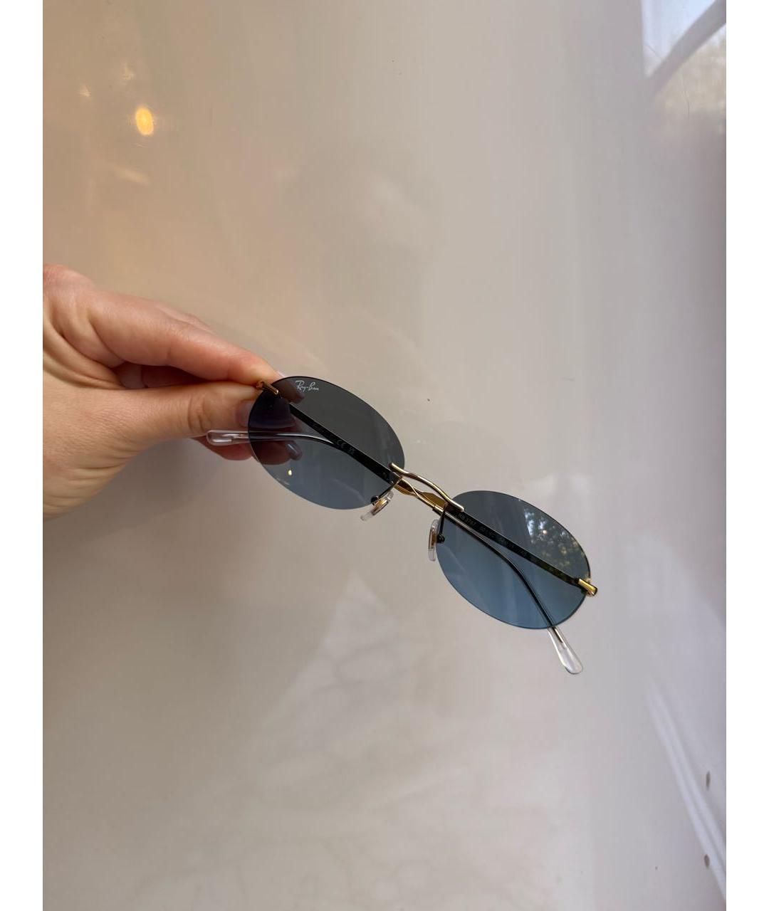 RAY BAN Темно-синие металлические солнцезащитные очки, фото 5