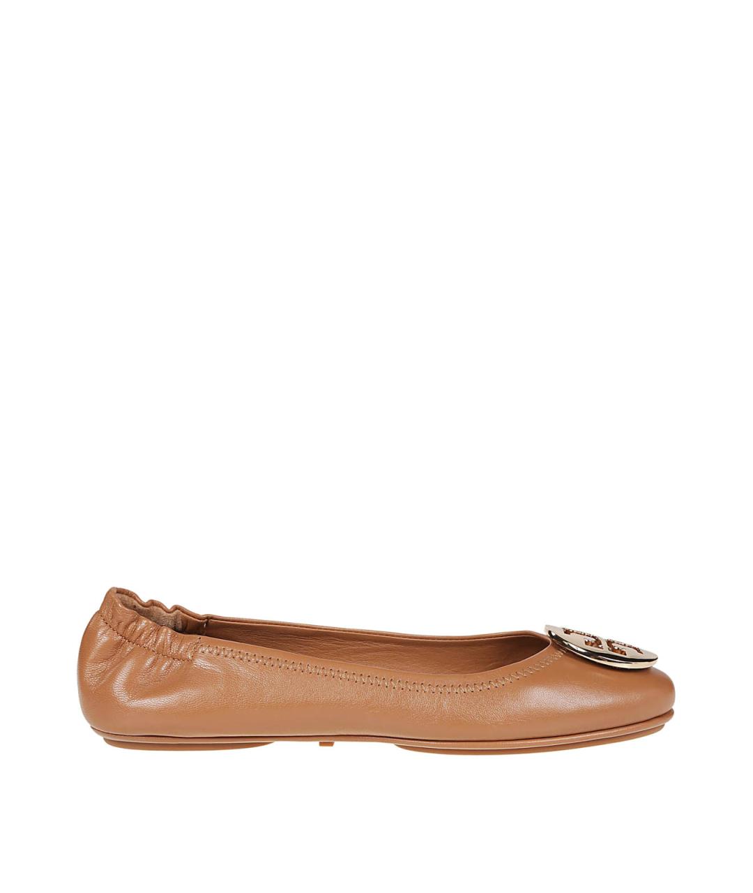 TORY BURCH Коричневые кожаные балетки, фото 1