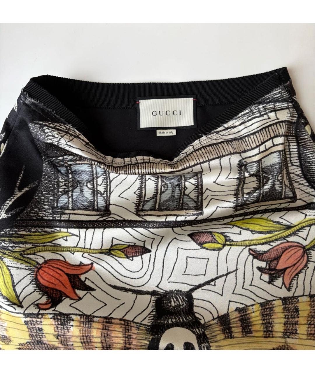GUCCI Мульти шелковая юбка миди, фото 4