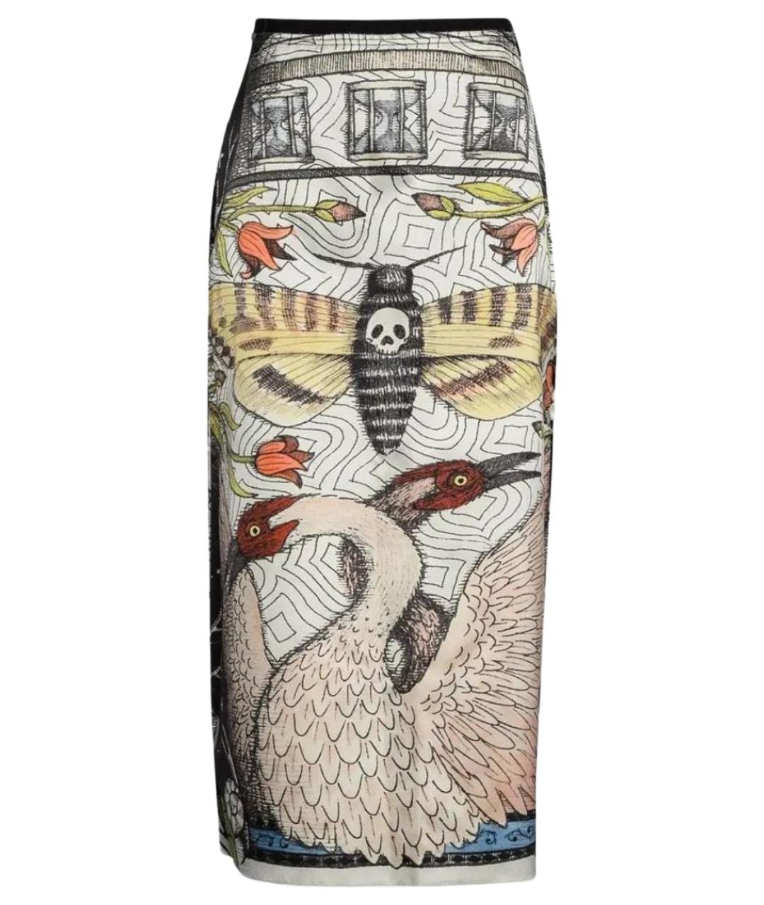 GUCCI Мульти шелковая юбка миди, фото 1