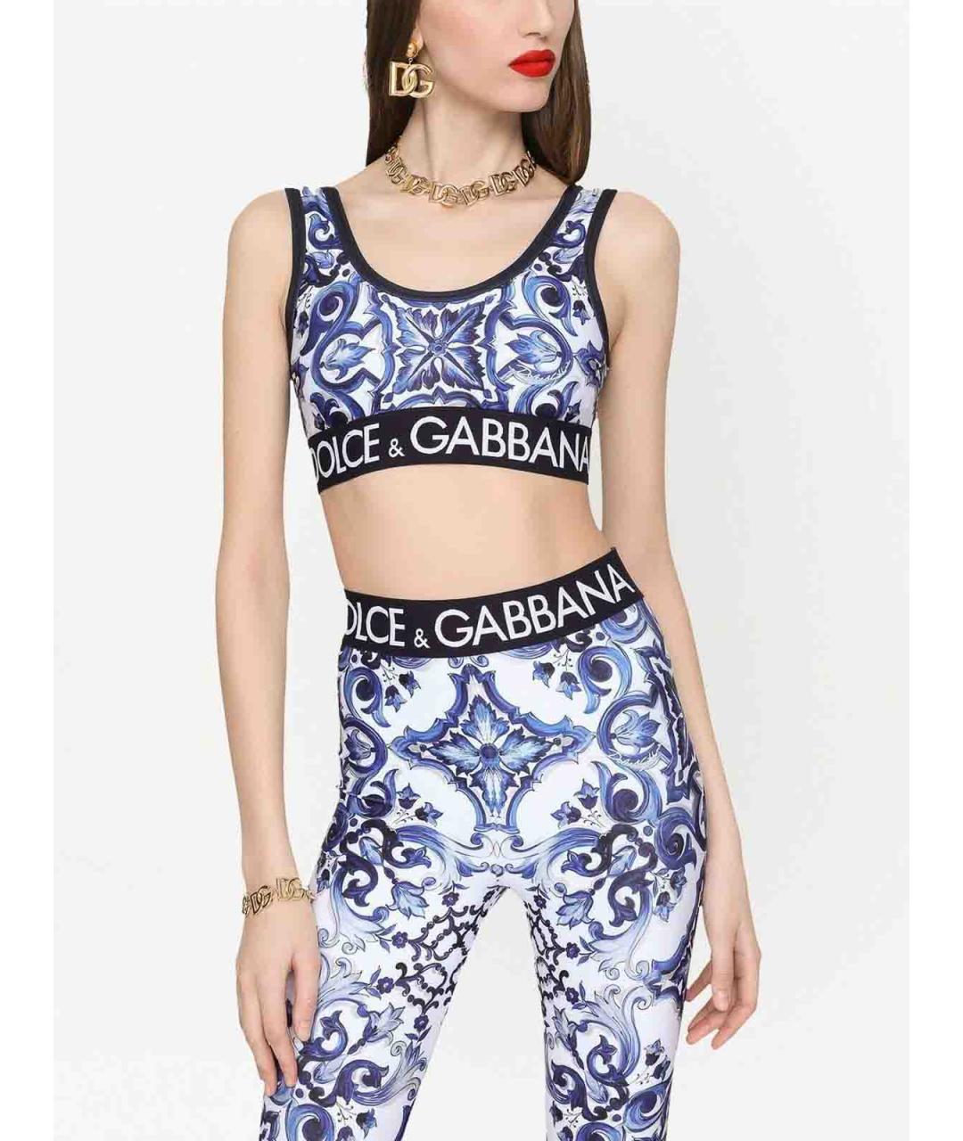 DOLCE&GABBANA Голубая полиамидовая майка, фото 3