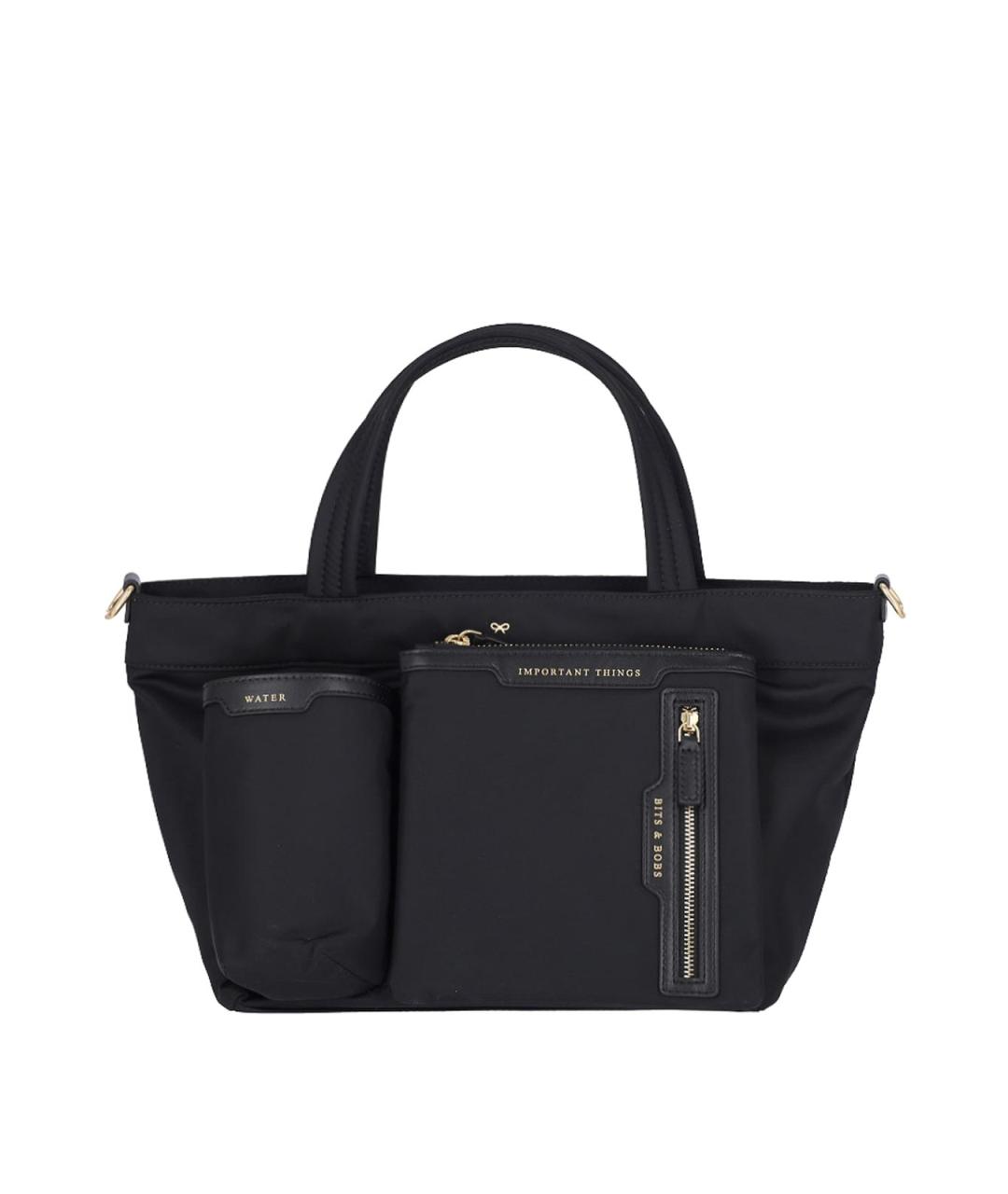 ANYA HINDMARCH Черная кожаная сумка тоут, фото 1
