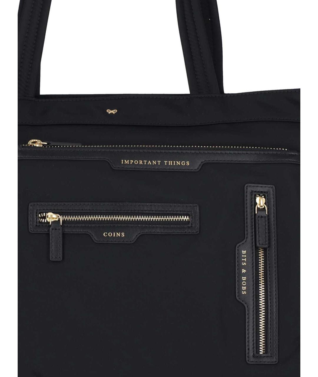 ANYA HINDMARCH Черная кожаная сумка тоут, фото 4