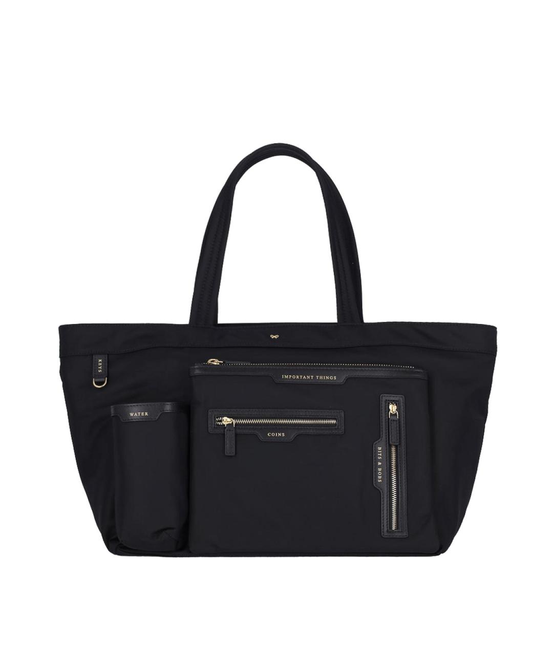ANYA HINDMARCH Черная кожаная сумка тоут, фото 1
