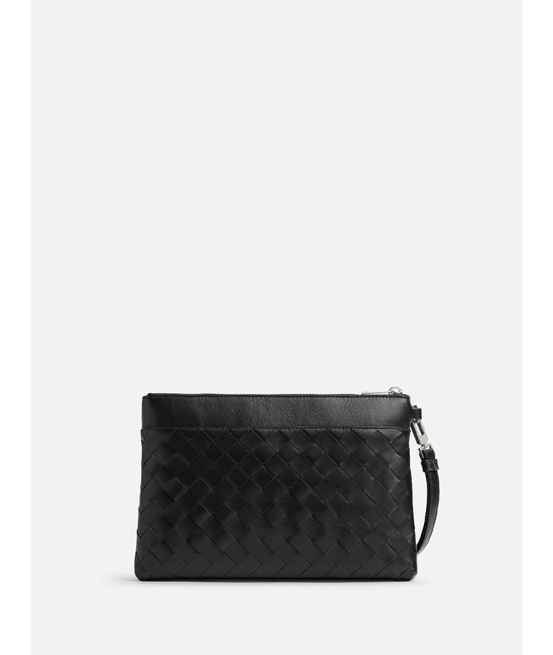 BOTTEGA VENETA Черная кожаная барсетка, фото 2