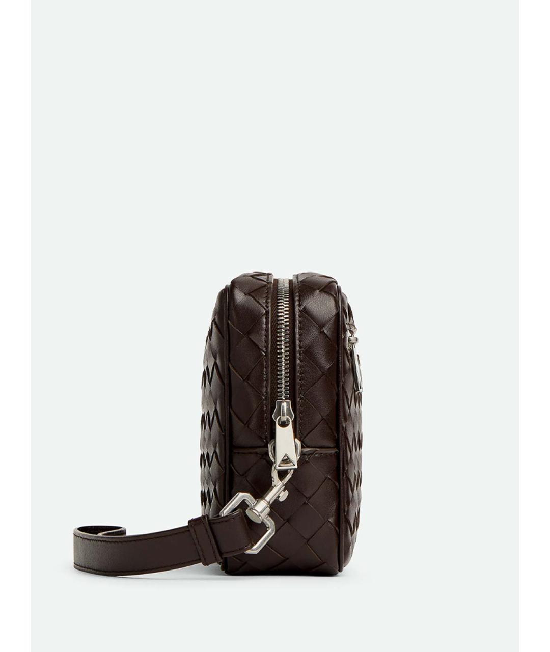 BOTTEGA VENETA Коричневая кожаная барсетка, фото 3
