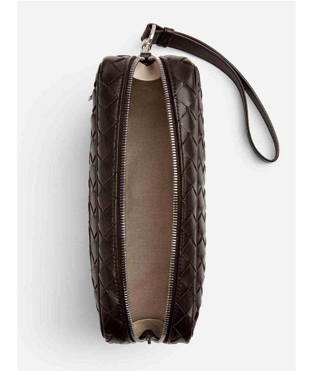 BOTTEGA VENETA Коричневая кожаная барсетка, фото 4