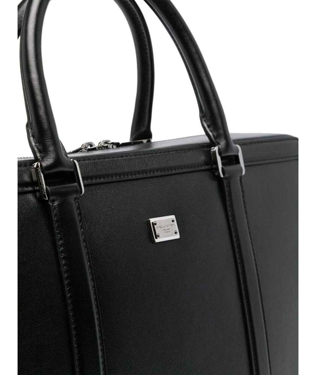 DOLCE&GABBANA Черный кожаный портфель, фото 3