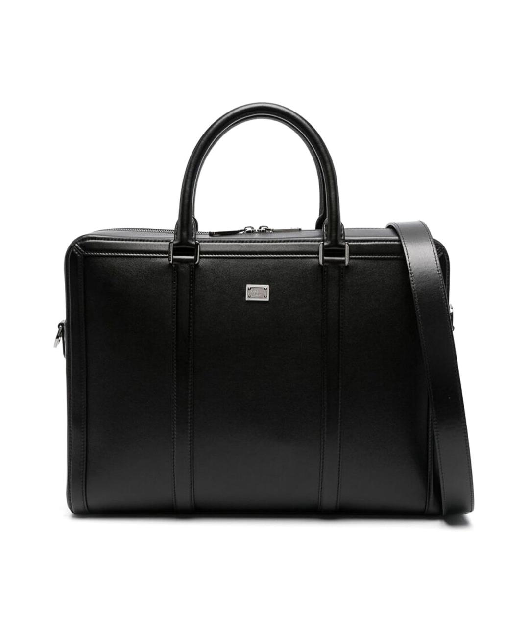DOLCE&GABBANA Черный кожаный портфель, фото 1