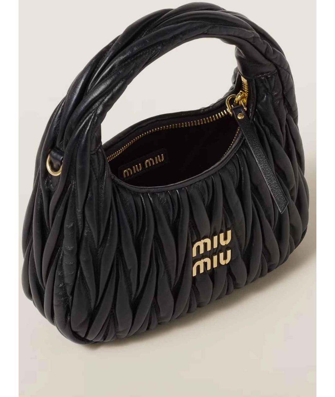 MIU MIU Черная кожаная сумка через плечо, фото 4