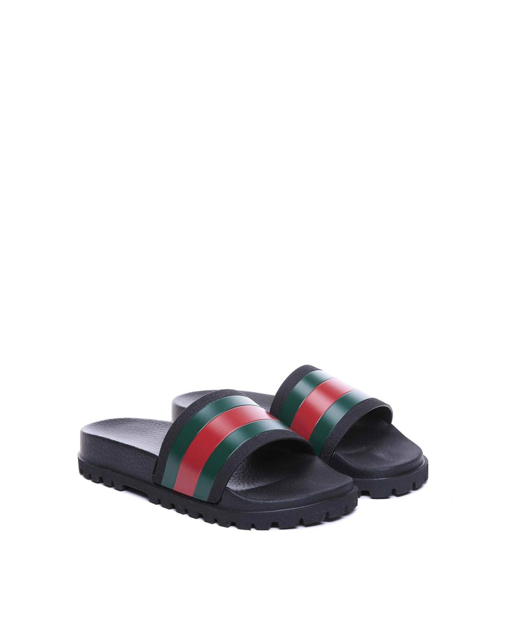 GUCCI Черные резиновые шлепанцы, фото 4