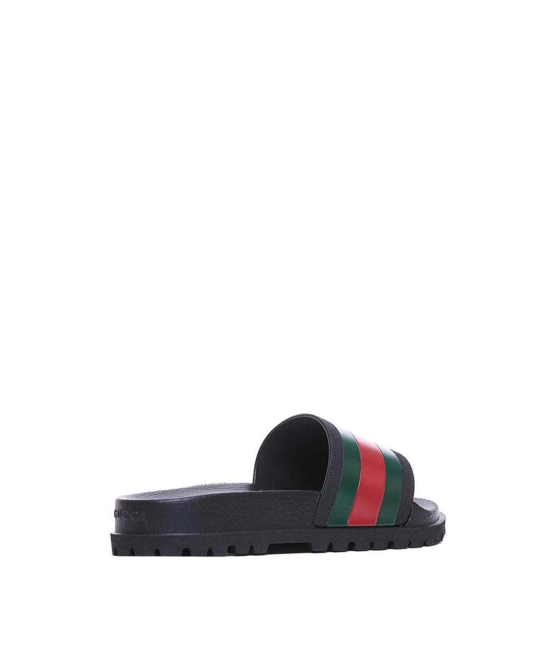 GUCCI Черные резиновые шлепанцы, фото 2