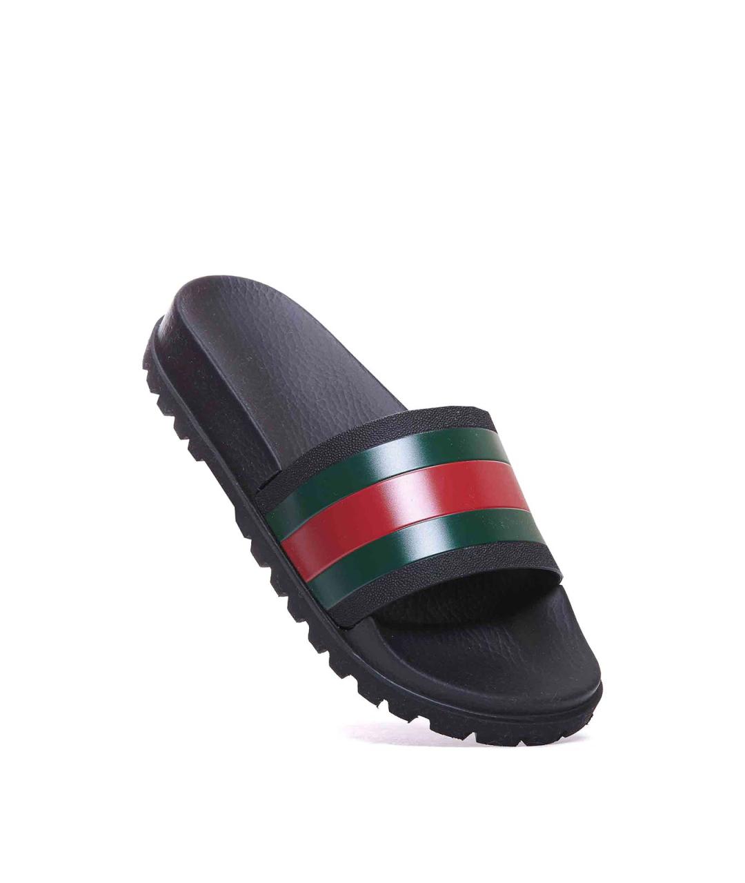 GUCCI Черные резиновые шлепанцы, фото 3