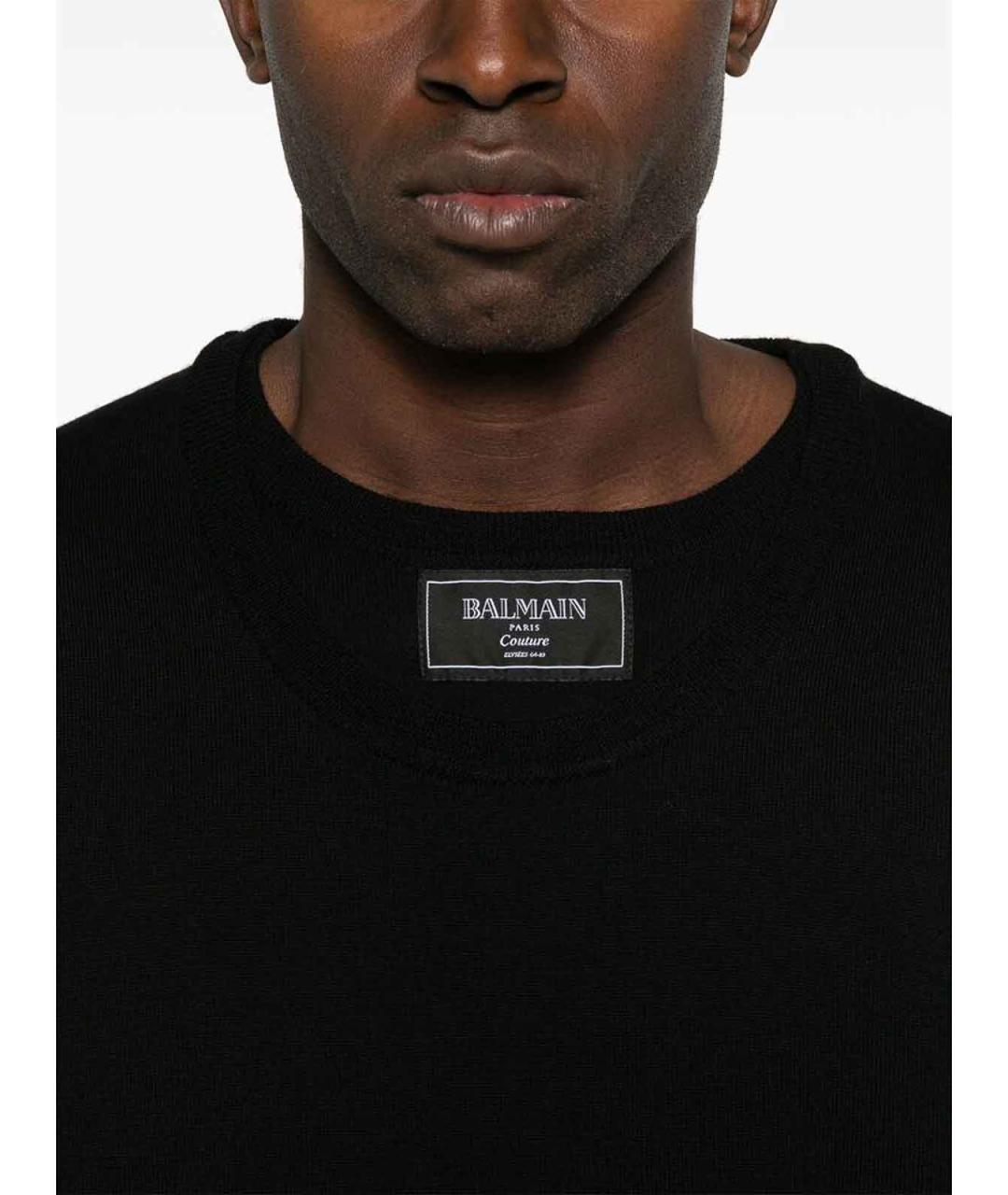 BALMAIN Черный шерстяной джемпер / свитер, фото 4