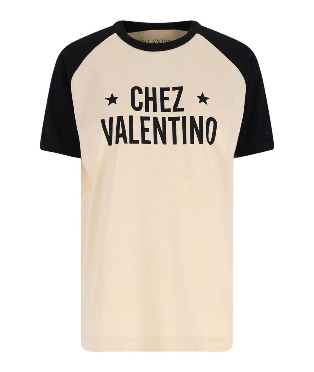VALENTINO Бежевая хлопковая футболка, фото 1