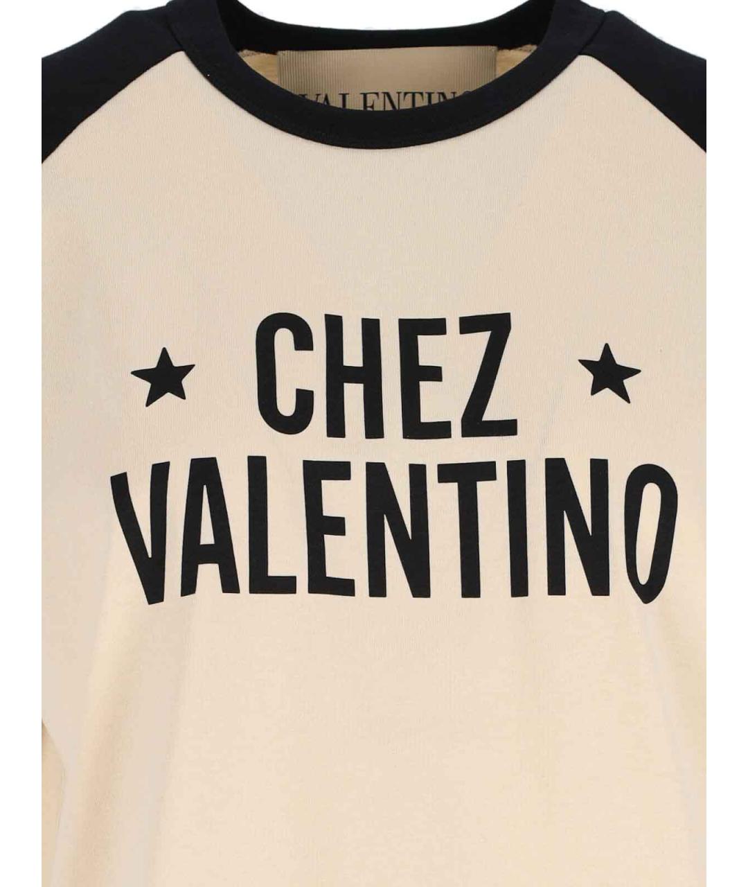VALENTINO Бежевая хлопковая футболка, фото 3