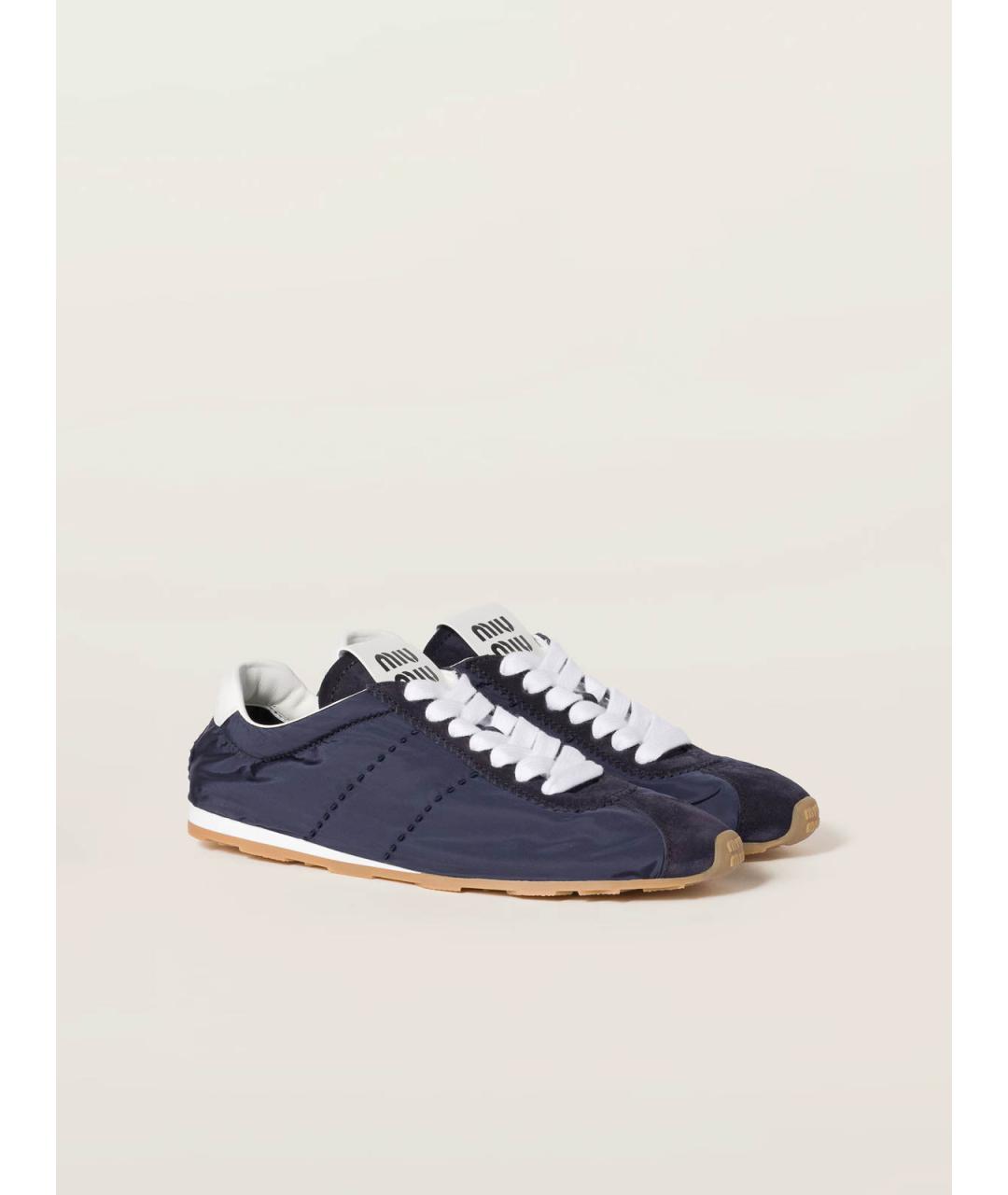 MIU MIU Темно-синие текстильные кроссовки, фото 2