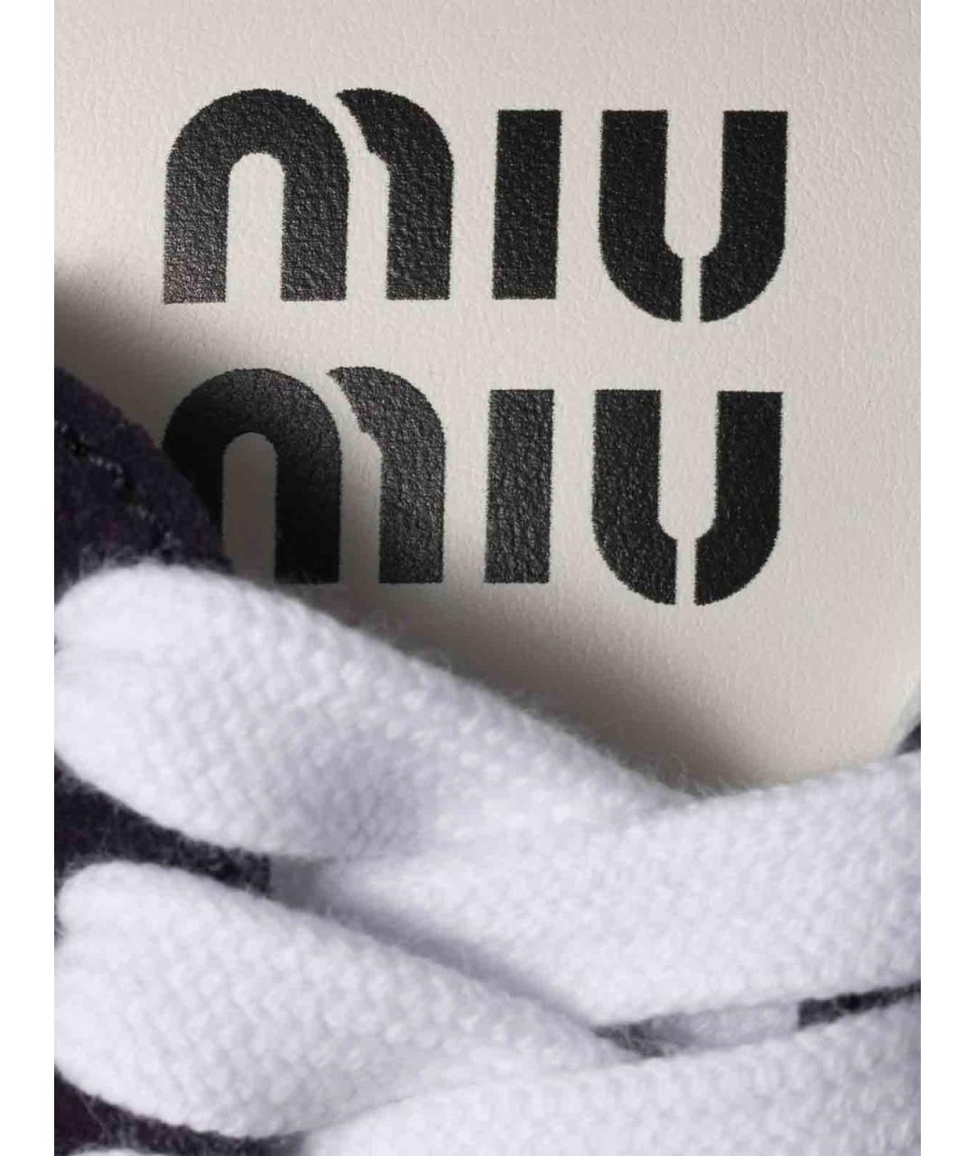 MIU MIU Темно-синие текстильные кроссовки, фото 4