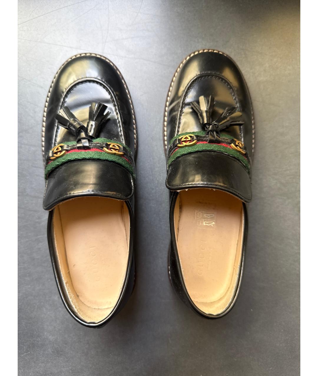 GUCCI KIDS Черные кожаные лоферы/мокасины, фото 4