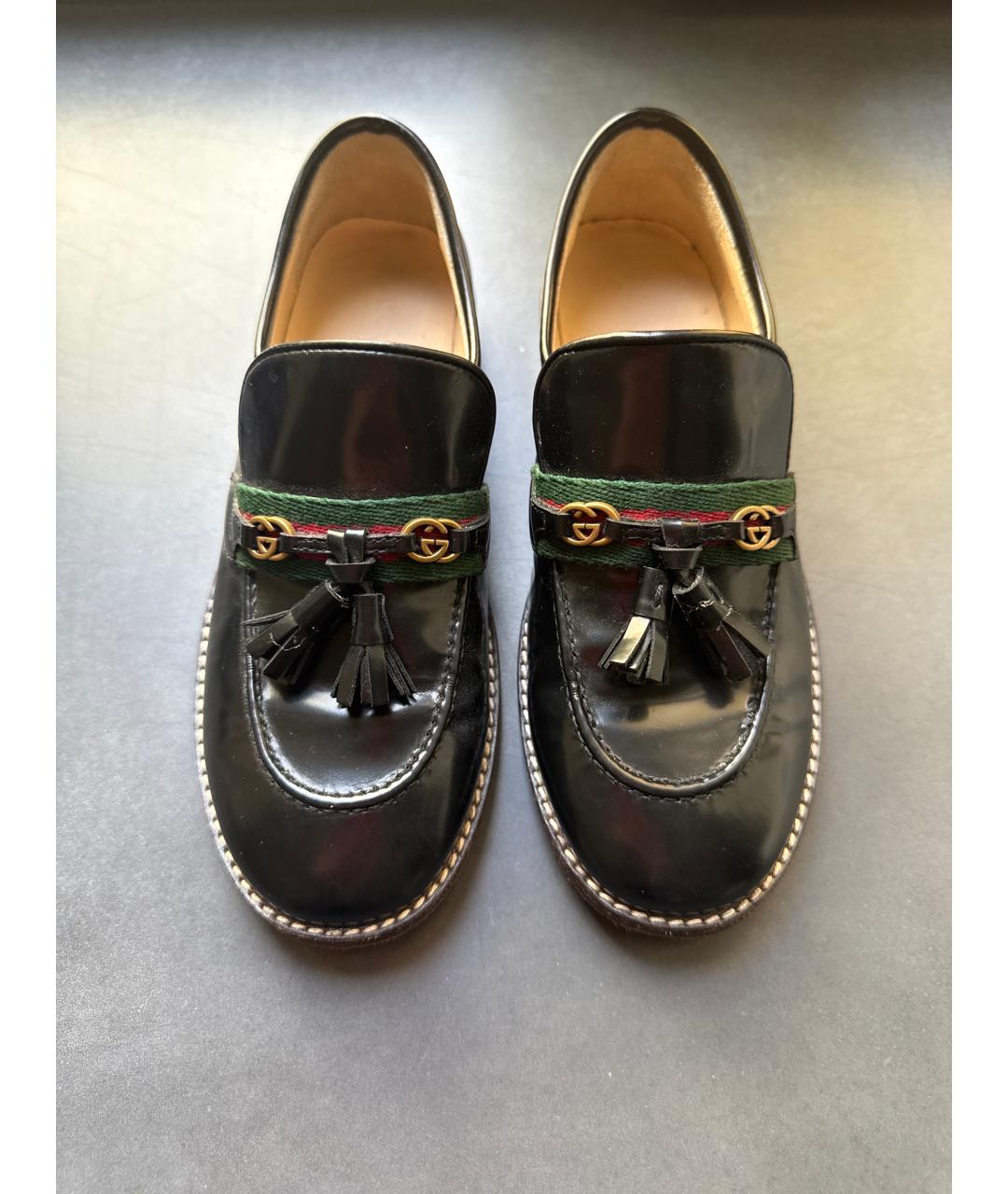 GUCCI KIDS Черные кожаные лоферы/мокасины, фото 2
