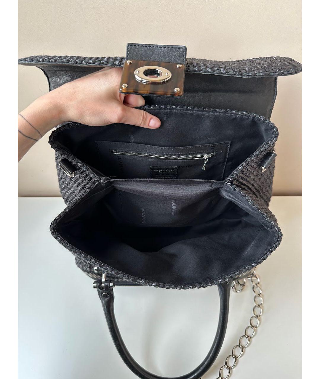 LANVIN Черная кожаная сумка с короткими ручками, фото 7